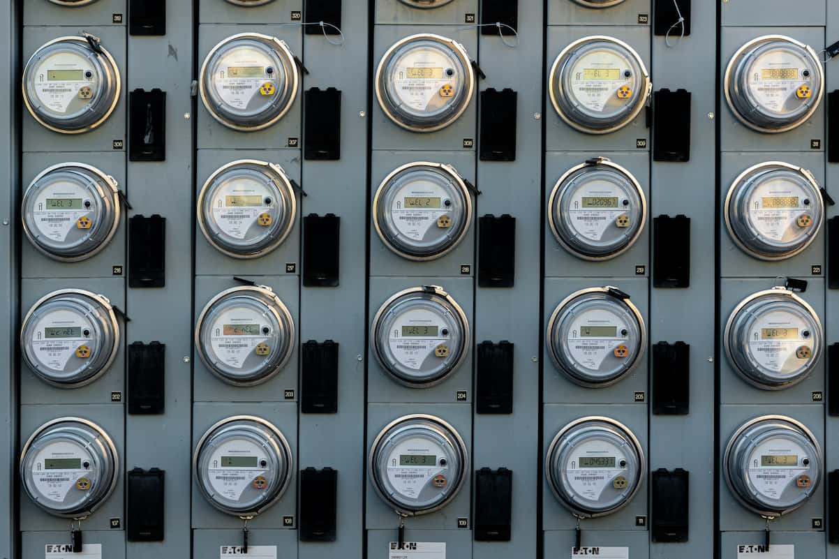 electrical meters stacked on top of each other