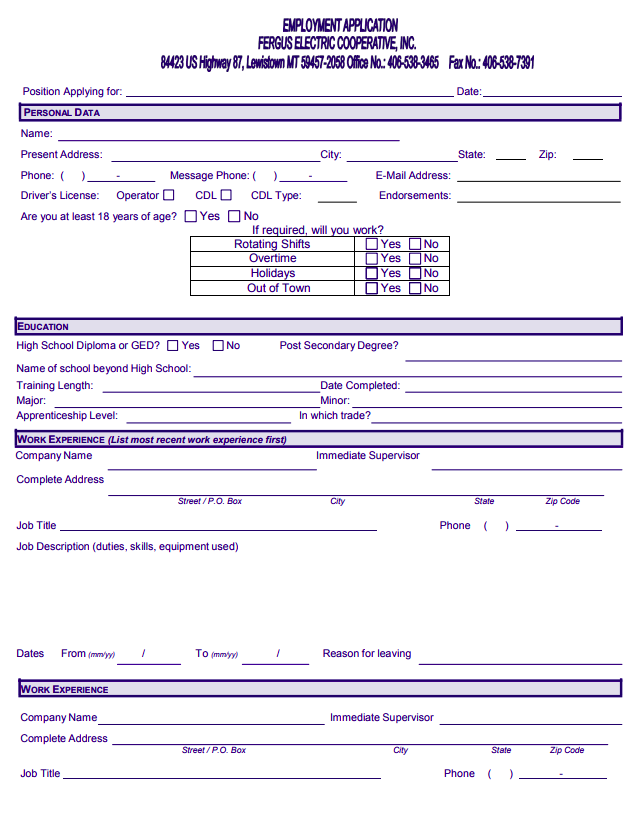 Employment Application
