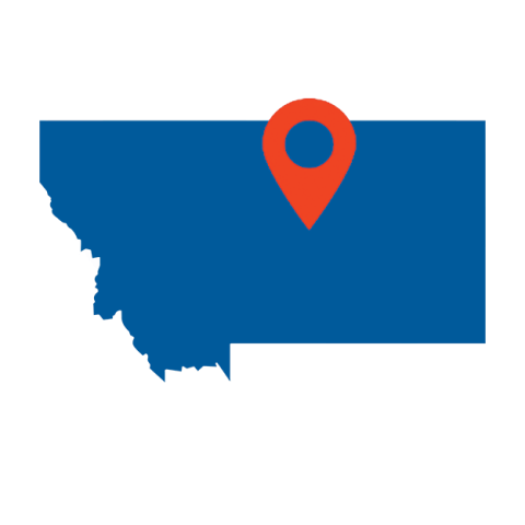 montana logo with a red location point on it